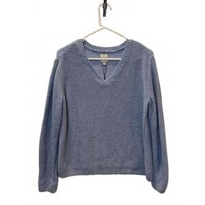NIC+ZOE Blue V-Neck Knit Sweater Women’s Small NWT Cotton Blend Lightweight